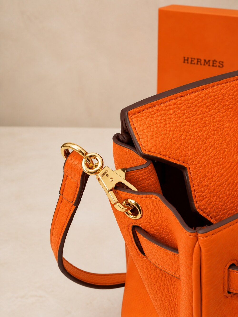 Hermes Birkin Handbag in Orange Togo with Gold Hardware - Picture 7 of 9
